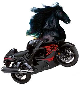 105734=5777-black motorcycle and horse.j