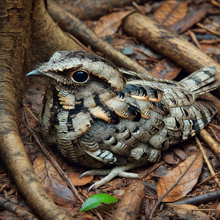 Well camouflaged nightjar