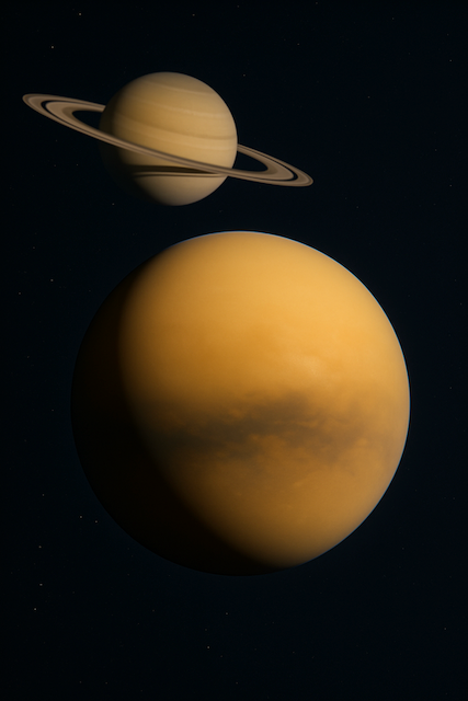 Titan Largest moon; thick atmosphere