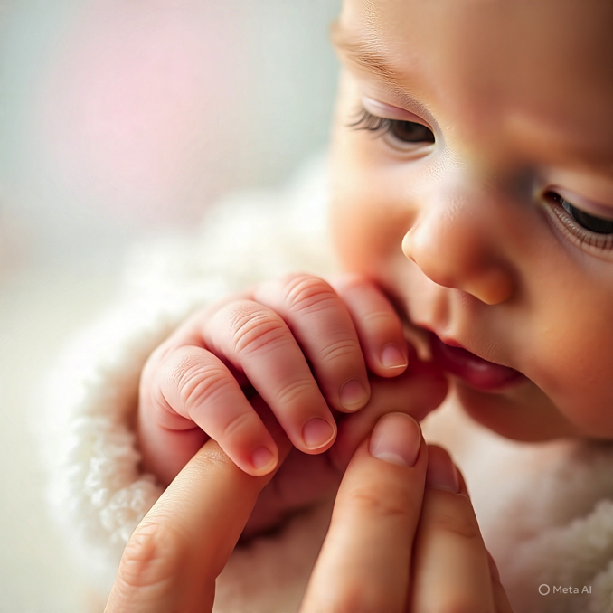 A newborn’s hand wrapped around a parent’s finger, symbolizing the gift of touch in human relationships.